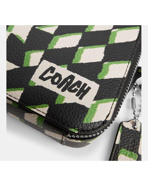 COACH Charter Schmale Umhängetasche Mit Geo Karo Print in Black für Herren