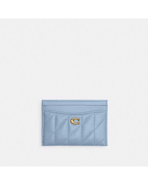 COACH Blue Essential Card Case With Pillow Quilting