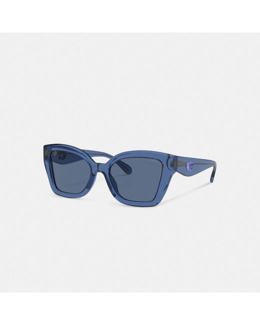 COACH Blue Jelly Tabby Square Cat Eye Sunglasses