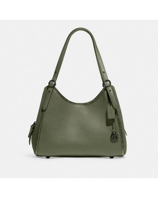 COACH Lori Shoulder Bag With Snakeskin Detail in Green Lyst