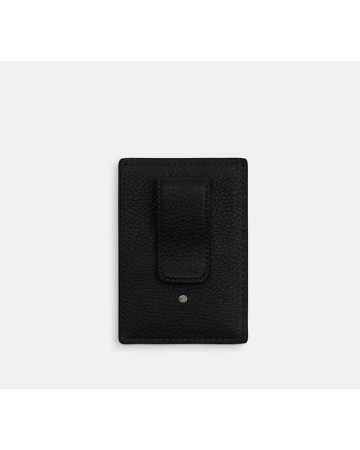 COACH Black Card Case With Money Clip for men