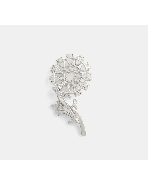 COACH Black Crystal Flower Brooch