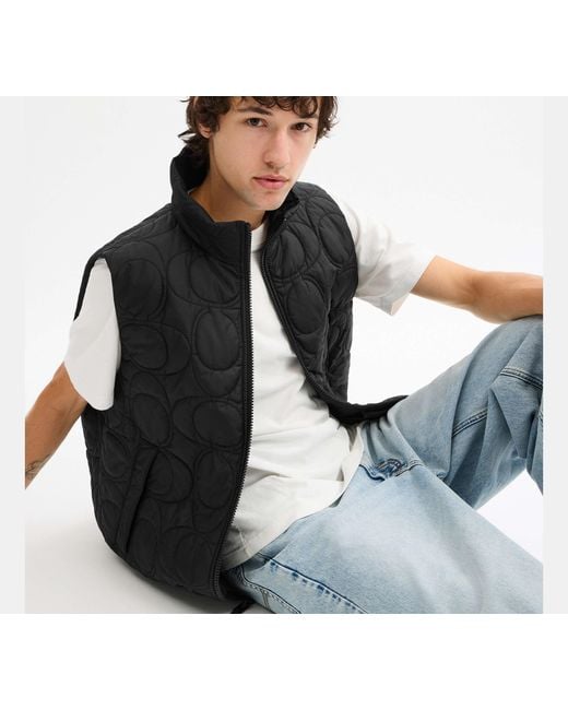 Chaleco Acolchado De Jacquard De Firma COACH de hombre de color Black