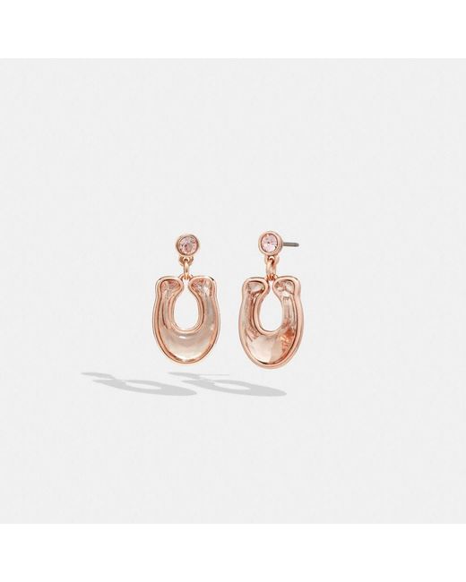 COACH Faceted Crystal Signature Drop Earrings in Pink | Lyst