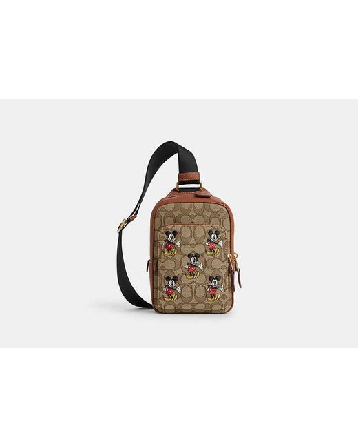 COACH Natural Disney X Coach Track Pack 14 With Print - Beige | Fabric Lining for men
