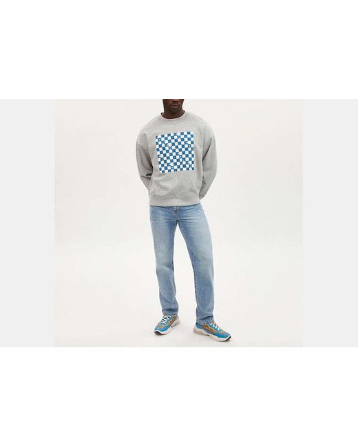 COACH Black Checkerboard Crewneck Sweatshirt for men