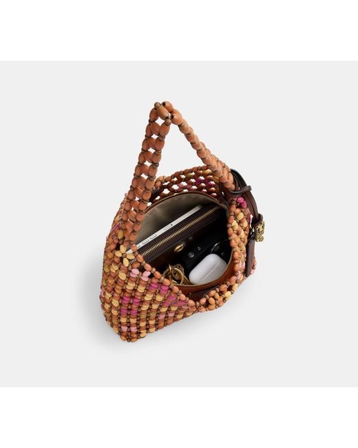 COACH Black Brooklyn Shoulder Bag 28 With Wooden Beading