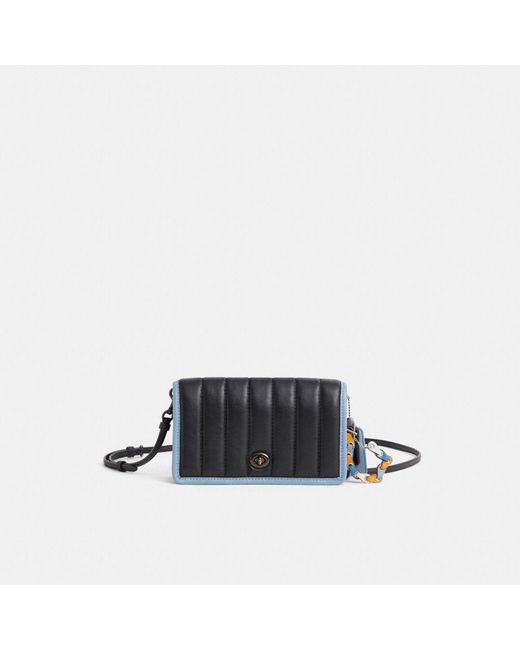 COACH Black Upcrafted Hayden Foldover Crossbody Clutch Bag With Quilting