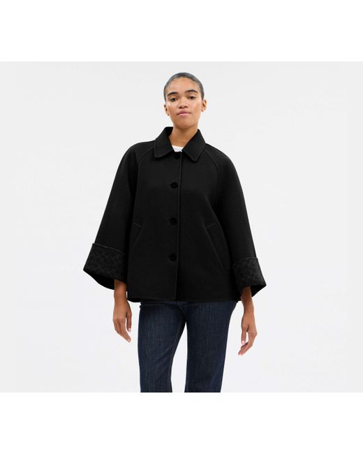 COACH Black Wool Swing Coat