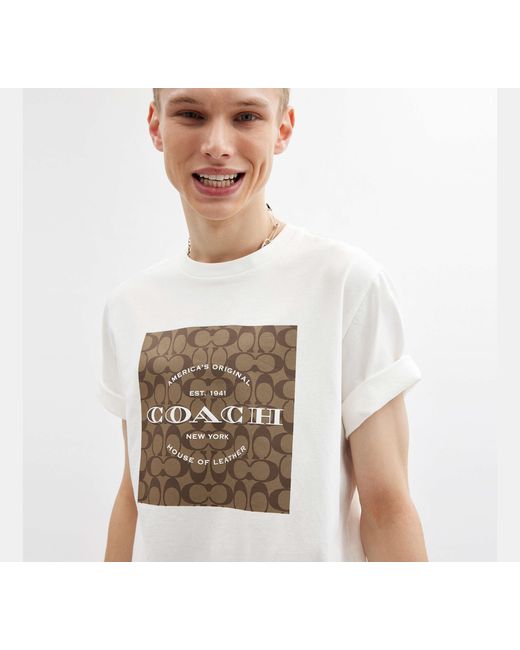 COACH White Signature Square T Shirt for men