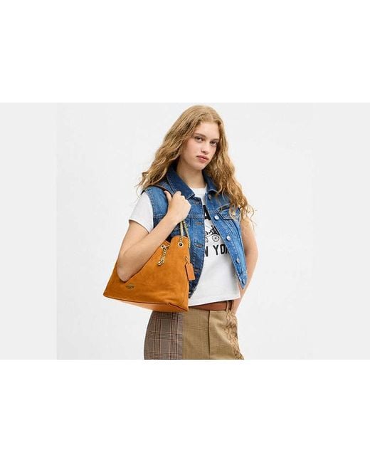 COACH Black Evelyn Shoulder Bag With Quilting And Charm