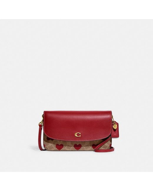 COACH Hayden Crossbody In Signature Canvas With Heart Print in Red