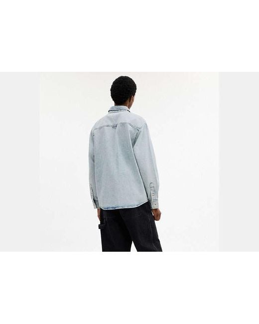 COACH Blue Long Sleeve Denim Shirt for men