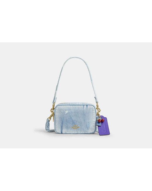 COACH Blue Mini Carey Crossbody Bag
