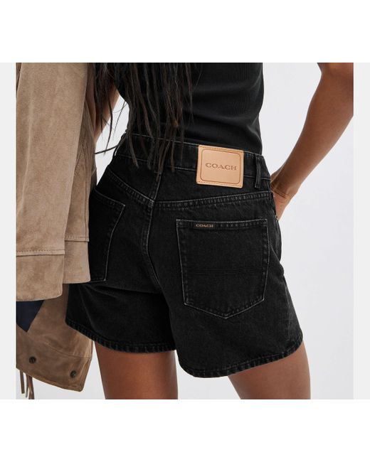 COACH Black Denim-Shorts aus Biobaumwolle