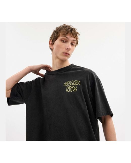 COACH Black Lemon Relaxed T-Shirt for men