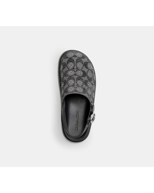 COACH Black Sculpted C Platform Clog In Crystal Signature Jacquard
