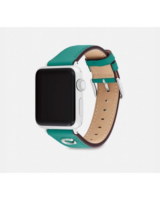 COACH Green Apple Watch® Strap, Size Wmn | Leather