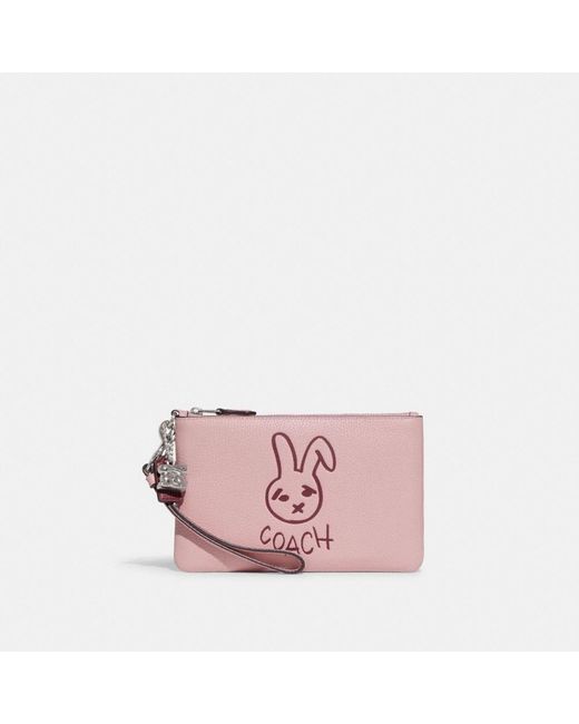 COACH Lunar New Year Small Wristlet With Rabbit in Pink Lyst