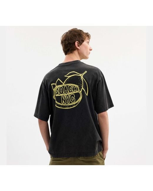 Camiseta De Corte Holgado De Algodón Orgánico COACH de hombre de color Black
