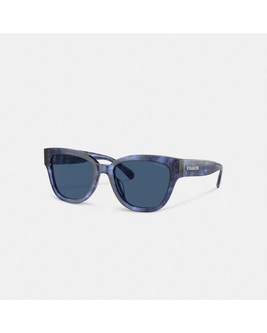 COACH Blue Signature Round Sunglasses