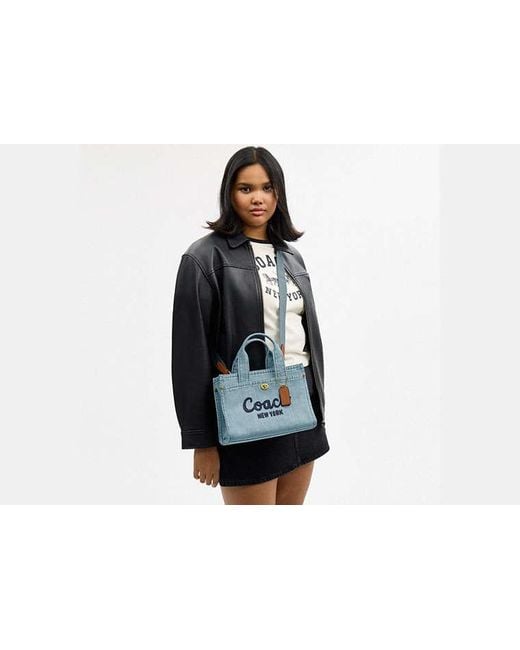 COACH Blue Cargo Tote Tote Handbags, Canvas/Leather