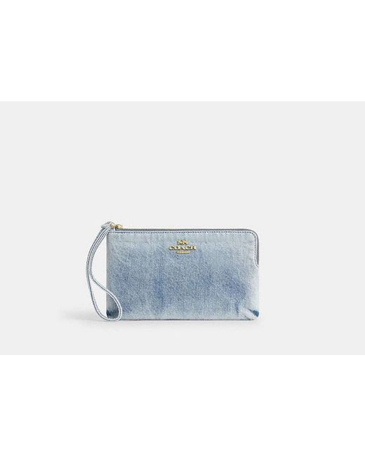 COACH White Large Corner Zip Wristlet