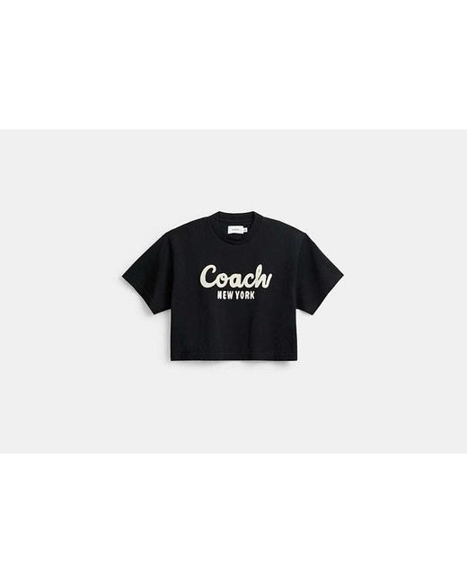 COACH Black Cursive Signature Cropped T Shirt