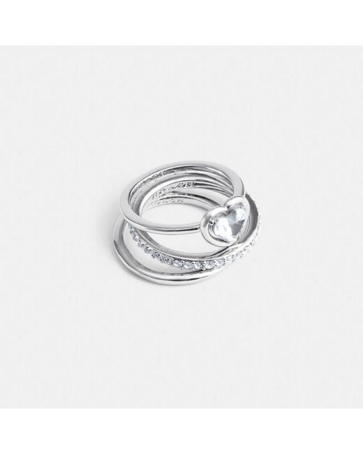COACH Metallic Halo Heart Ring Set