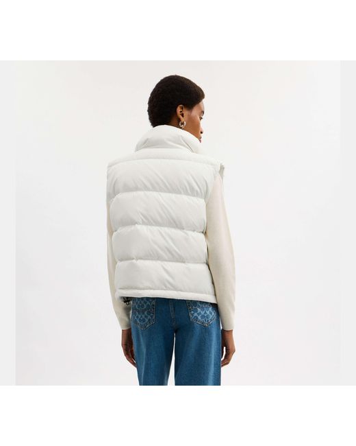 COACH White Puffer Jacket Vest