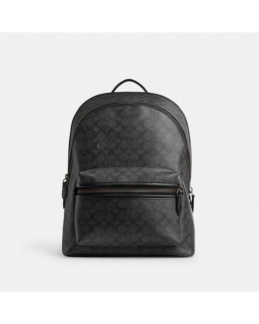 COACH Black Charter Backpack In Signature Canvas for men