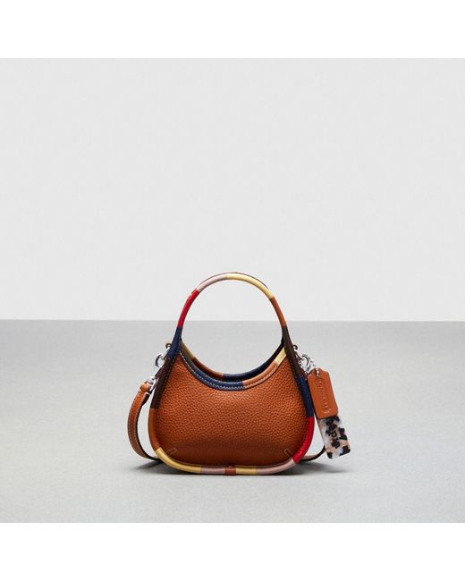 COACH Brown Mini Ergo Bag With Crossbody Strap In Topia Leather With Upcrafted Leather Binding