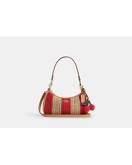COACH Black Teri Shoulder Bag With Stripes And Charm