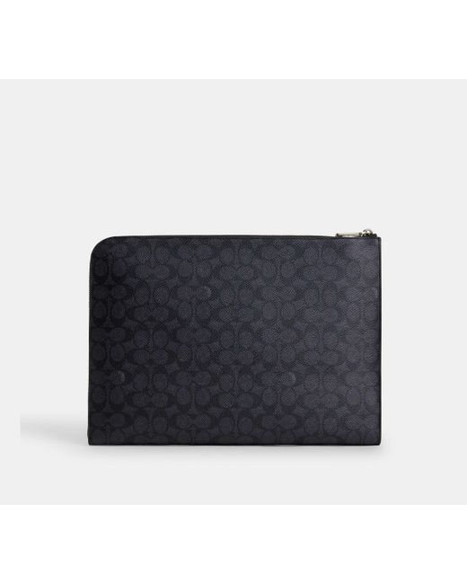 COACH Black Ethan Portfolio In Signature Canvas for men