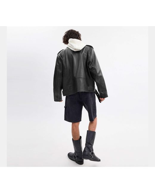 COACH Black Moto Jacket for men