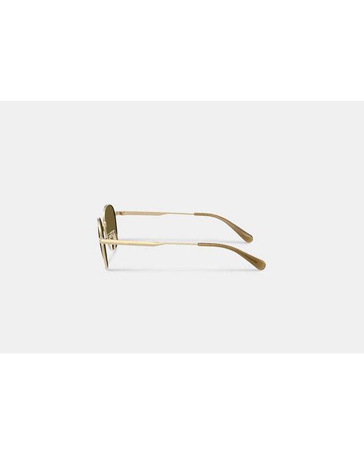 COACH Black Metal Hangtag Round Sunglasses for men