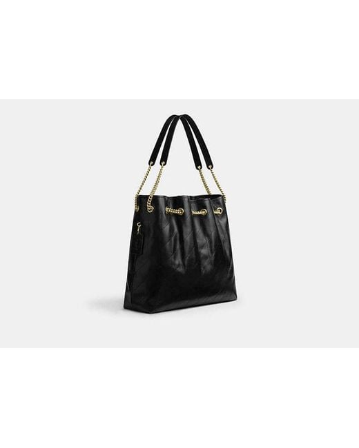 COACH Black Evelyn Large Shoulder Bag With Quilting