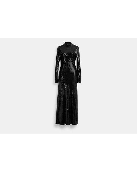 COACH Black High Neck Sequin Dress