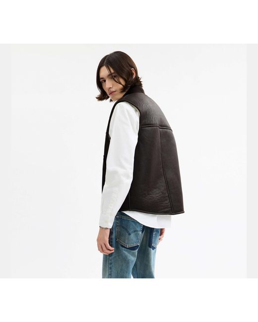 COACH Black Reversible Shearling Vest for men