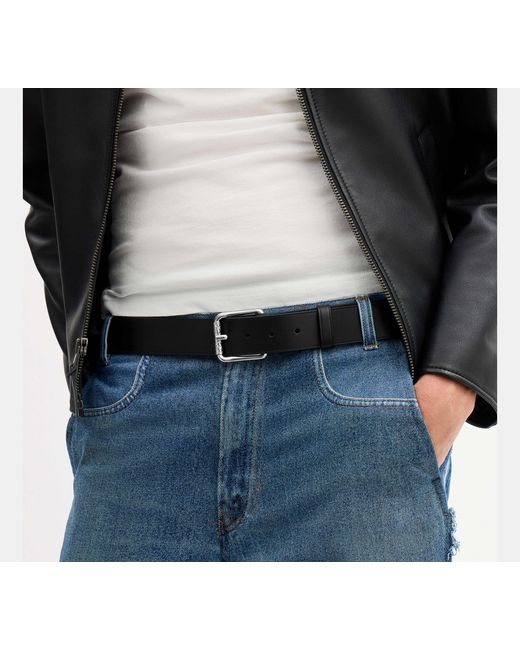 COACH Black Roller Buckle Belt for men