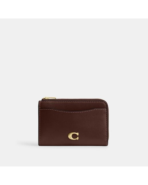 COACH Brown Essential Key Zip Card Case