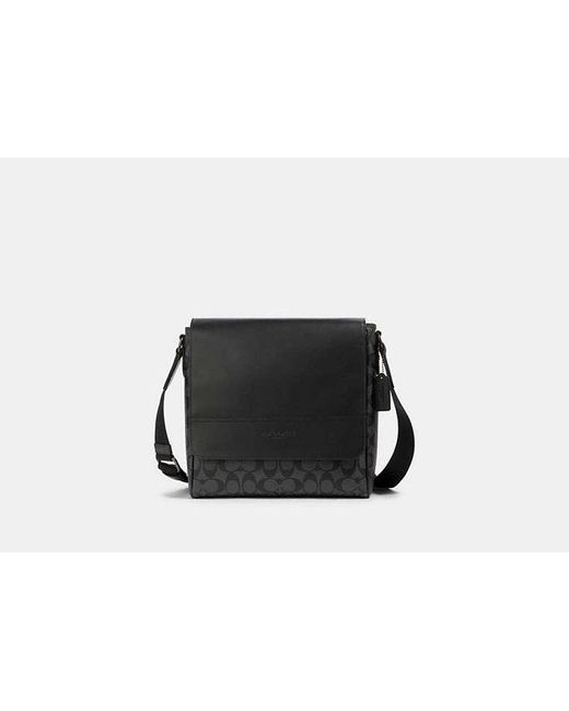 COACH Black Houston Map Bag In Signature Canvas for men