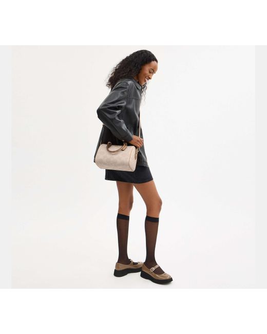 COACH Black Rowan Satchel Bag In Blocked Signature Canvas