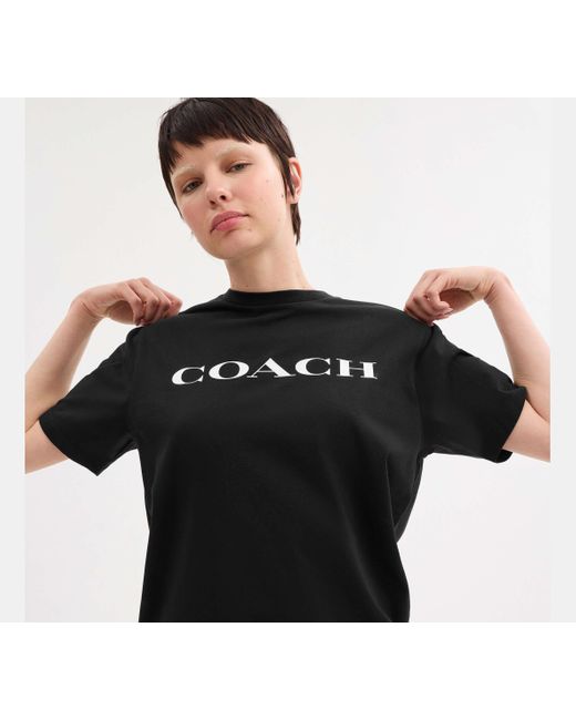 Camiseta de firma en algodón orgánico COACH de color Black