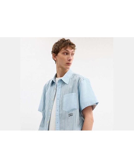 Chemise Oxford En Matières Mélangées À Rayures COACH pour homme en coloris Blue