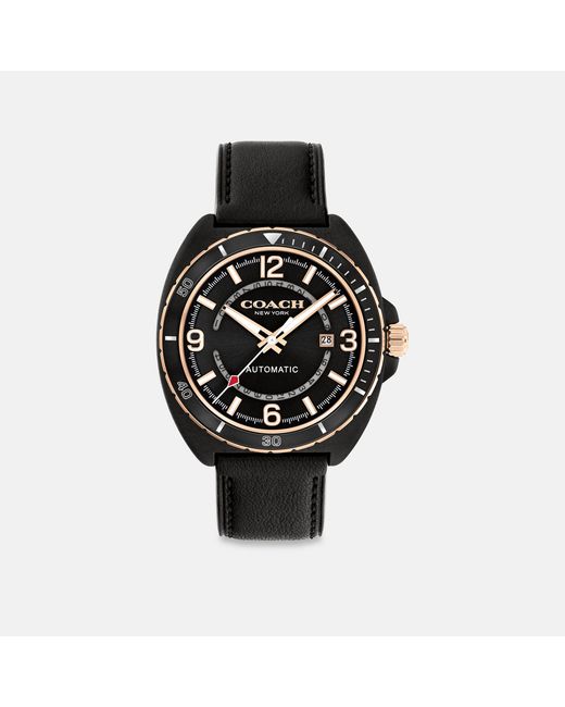 COACH Black Charter Automatic Watch, Mm for men