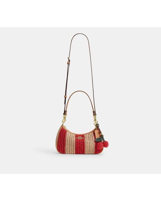 COACH Black Teri Shoulder Bag With Stripes And Charm