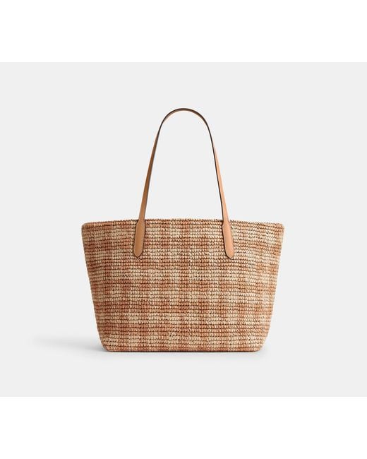 COACH Black City Tote Bag With Gingham Print