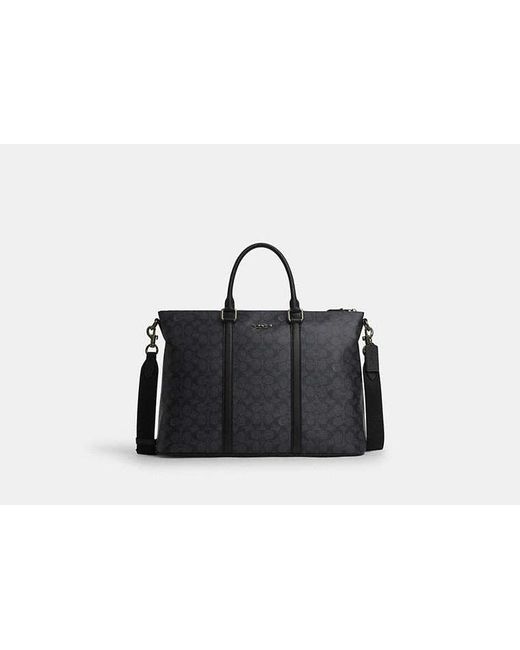 COACH Black Caleb Work Bag In Signature Canvas for men