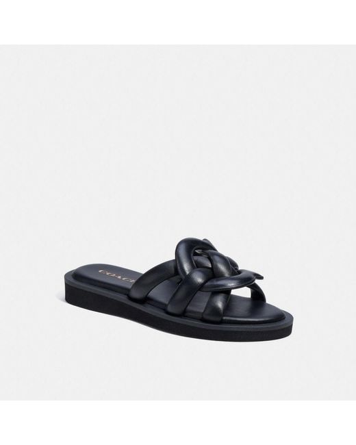 COACH Leather Sandal in Black Lyst
